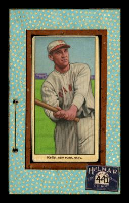 Picture, Helmar Brewing, T206-Helmar Card # 441, George KELLY (HOF), Bat out, purple buildings, New York Giants